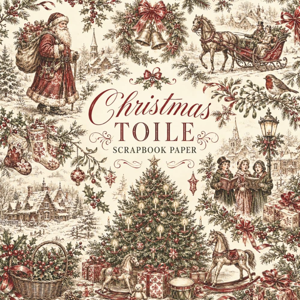 capítulo por capítulo baixar Christmas Toile Scrapbook Paper: 20 Single-Sided Christmas Toile Scrapbook Papers with Coordinating Backing Sheet for Junk Journals, Card Making & Mixed Media Crafts"