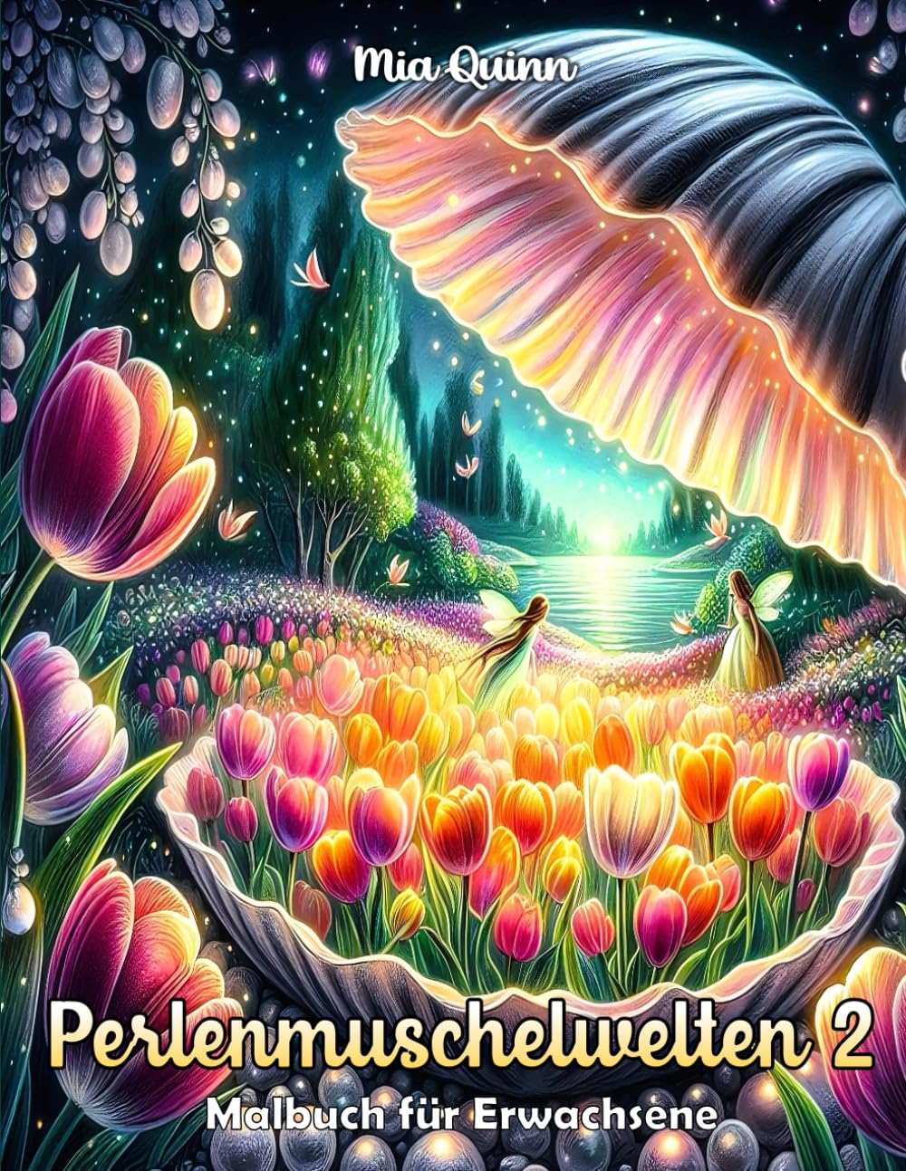 ler totalmente Perlenmuschelwelten 2 Malbuch für Erwachsene: 50 Feengärten in Grautönen erblühen in Perlen zur Stressbewältigung und Entspannung (German Edition)