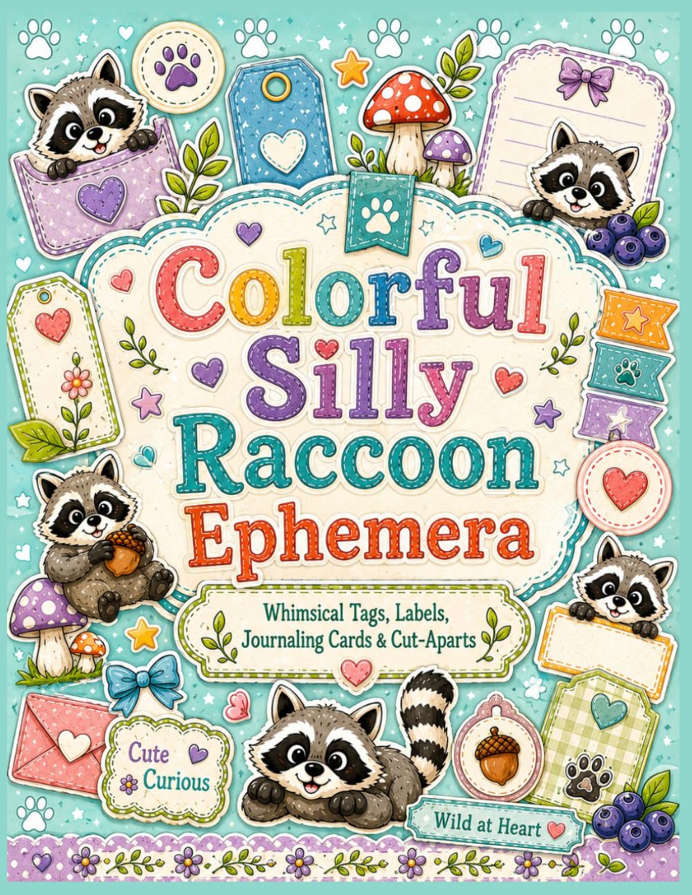 capítulo por capítulo baixar Colorful Silly Raccoon Ephemera: 40 Bright and Cheerful Animal Themed Paper Craft Pages, Tags, Labels, Borders, Cute Fussy Cut for Junk Journals, Scrapbooks, Collage, Card Making, Mixed Media Crafts