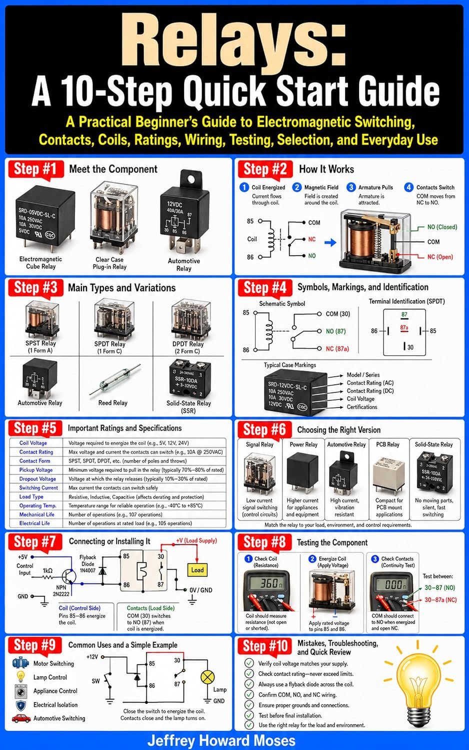 ler totalmente Relays: A 10-Step Quick Start Guide: A Practical Beginner’s Guide to Electromagnetic Switching, Contacts, Coils, Ratings, Wiring, Testing, Selection, and... Start Guides Book 20) (English Edition)