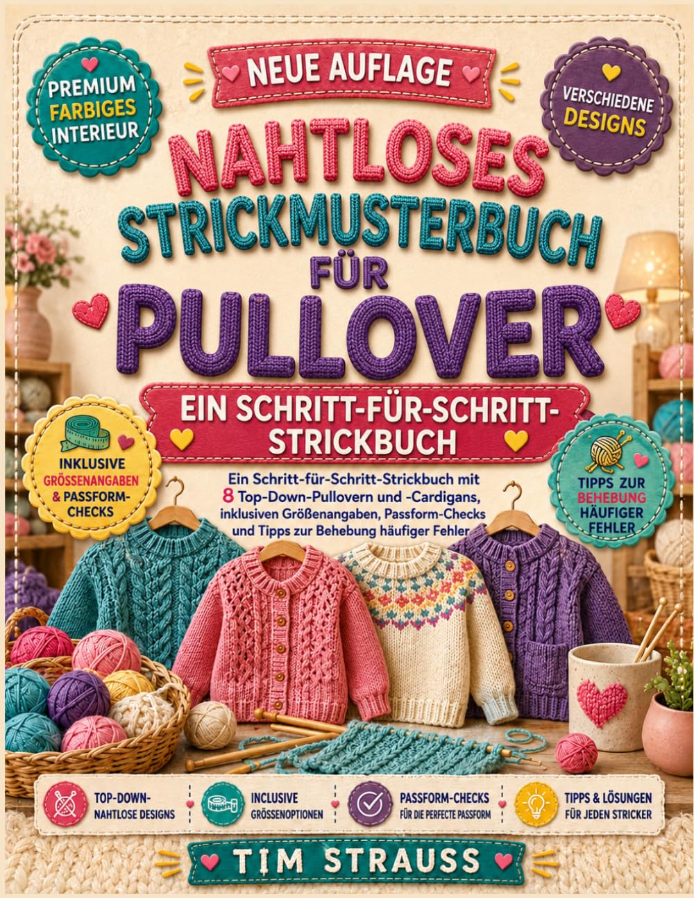 ler totalmente Nahtloses Strickmusterbuch für Pullover (German Edition)