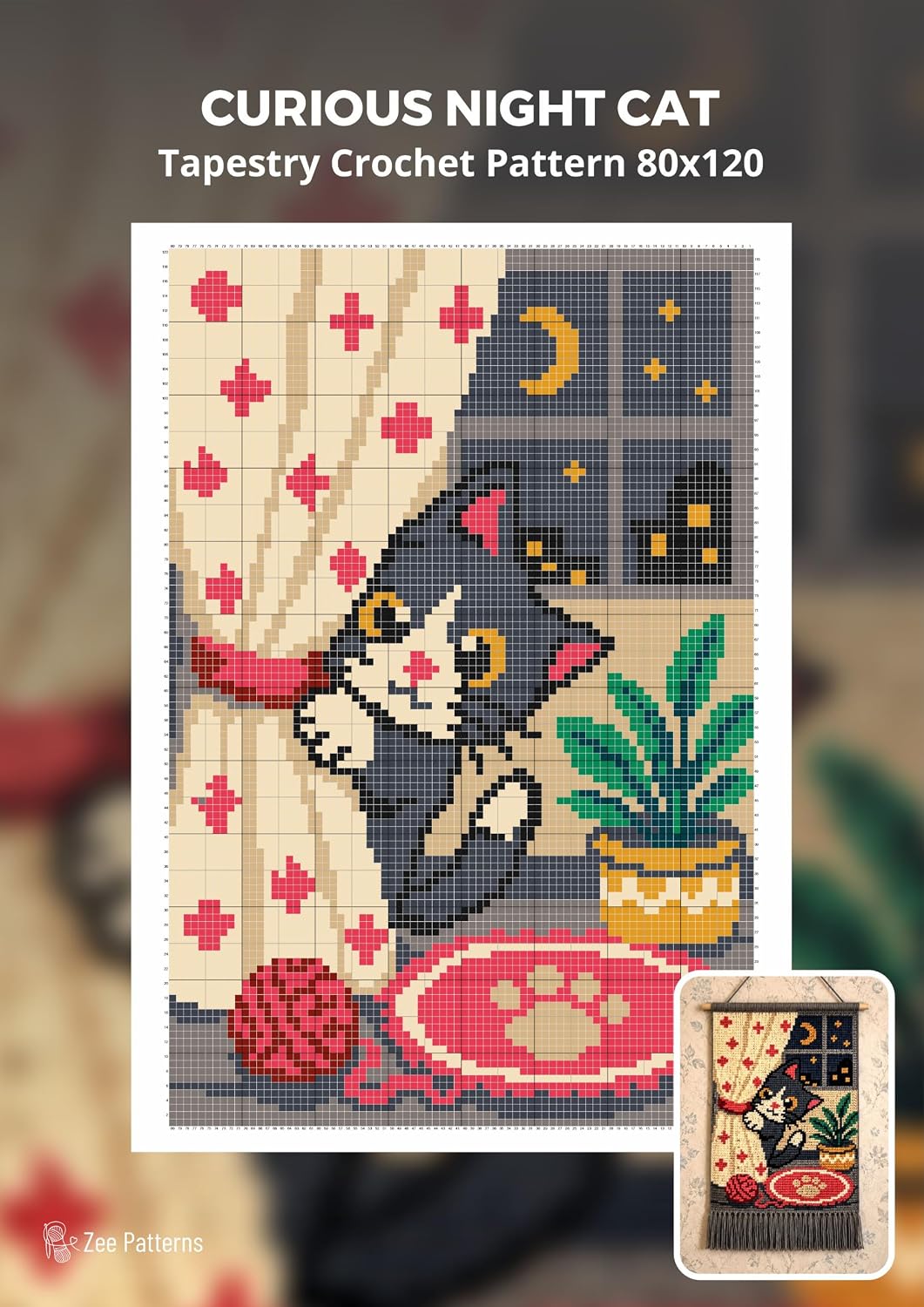 capítulo por capítulo baixar Curious Night Cat Tapestry Crochet Pattern 80x120 Stitches: A Whimsical Feline Wall Hanging Crochet Design with Moonlit Details, Nighttime Charm, and Step-by-Step Pattern Guidance (English Edition)