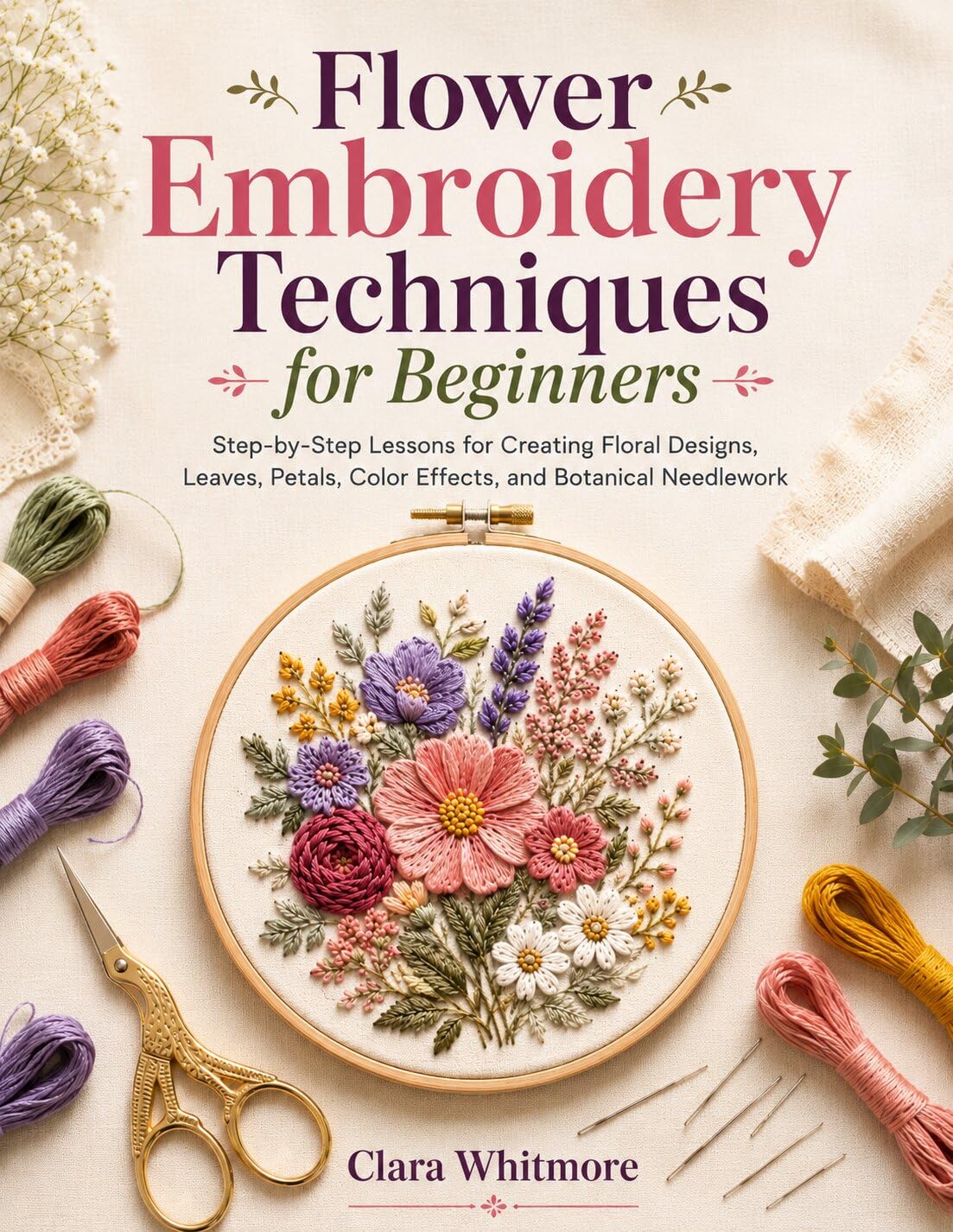 ler totalmente Flower Embroidery Techniques for Beginners: Step-by-Step Lessons for Creating Floral Designs, Leaves, Petals, Color Effects, and Botanical Needlework (English Edition)