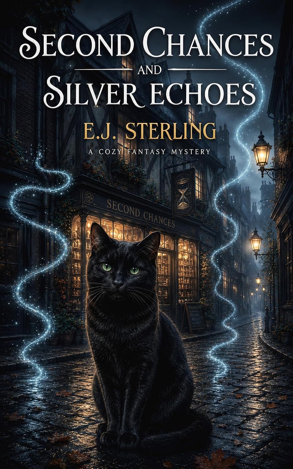Second Chances and Silver Echoes: A Cozy Fantasy Mystery with a Talking Cat and a Touch of Romance (Whimsy Lane Antiquities Book 1) (English Edition)