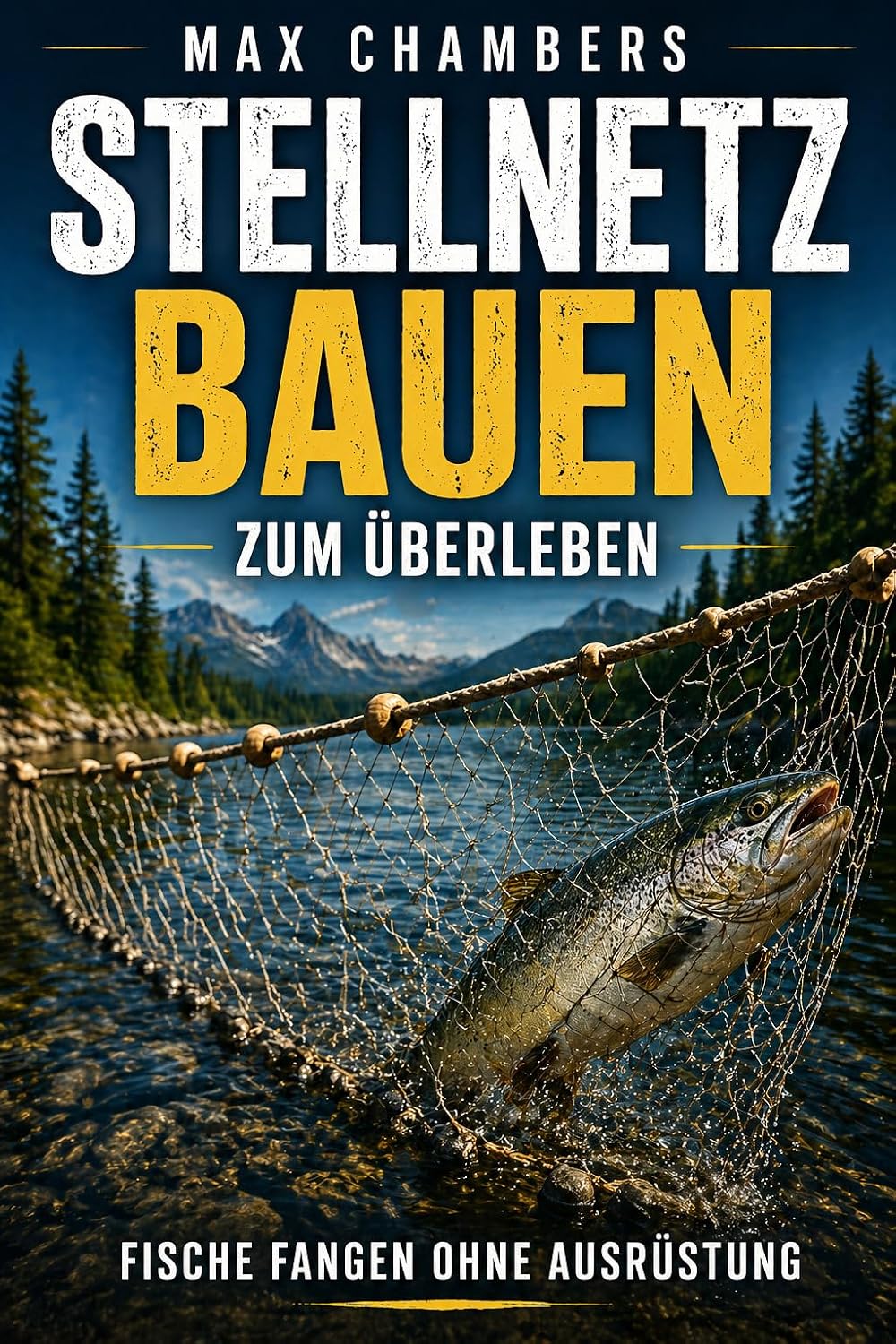 Stellnetz bauen zum Überleben: Fische fangen ohne Ausrüstung in der Wildnis (Fischfang in der Wildnis 1) (German Edition)