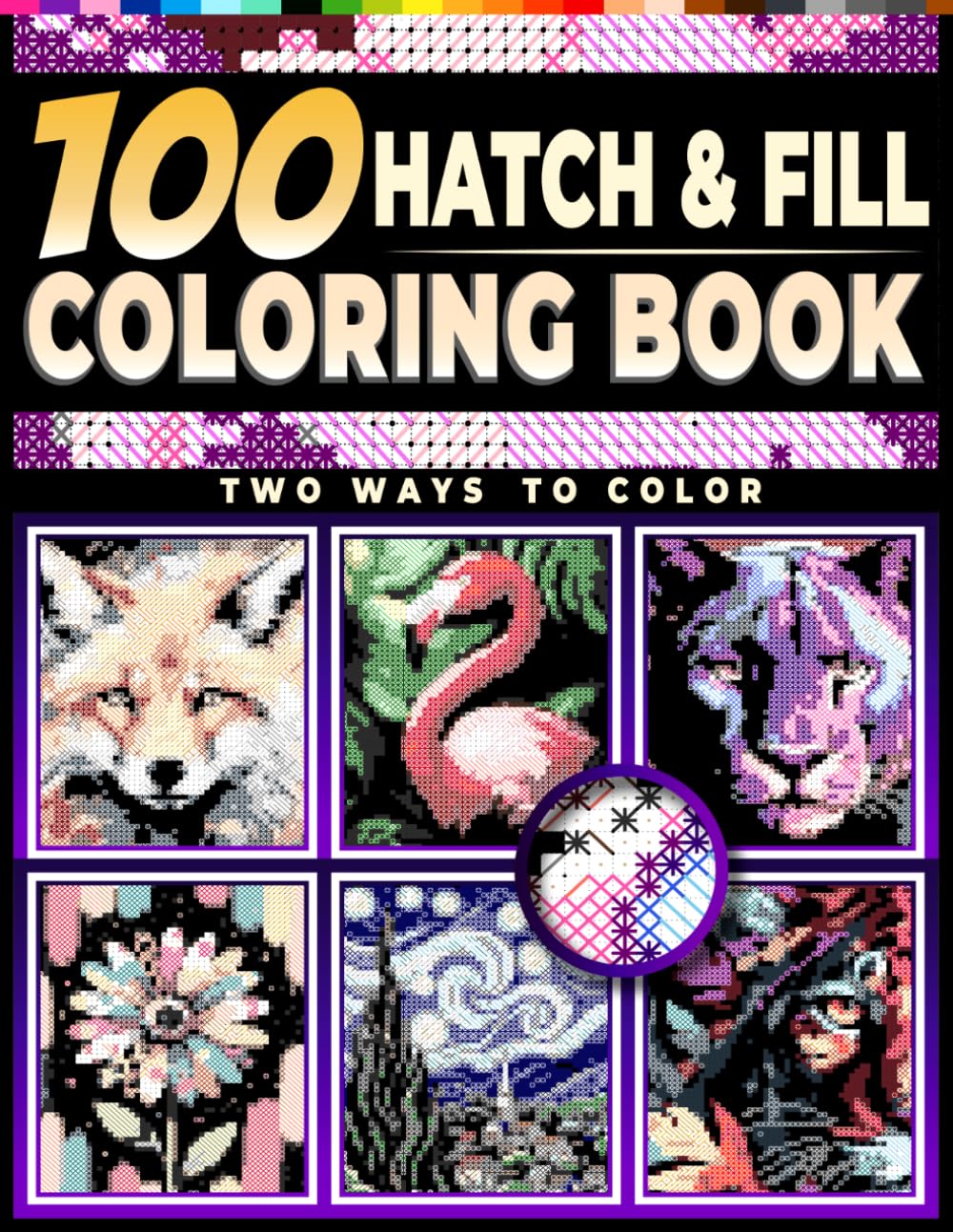 100 Hatch & Fill Coloring Book for adults: Reveal Hidden Pictures, Two Ways to Color – A Satisfying Mystery Coloring Challenge ( Solution Included ) baixar o livro de graça