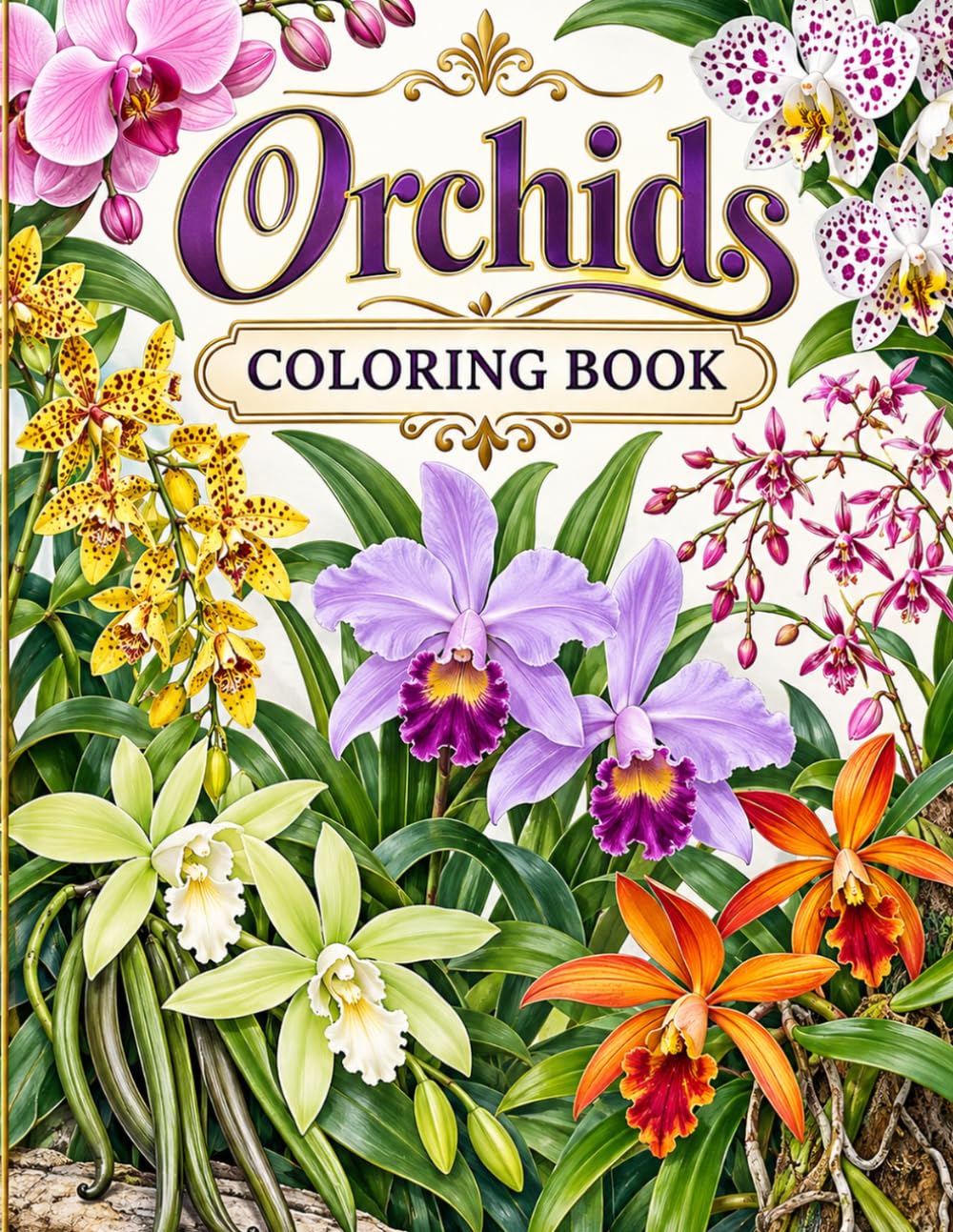 Orchids: A Beautiful Coloring Book: Elegant Orchid Designs for Relaxation, Creativity & Flower Lovers baixar livro de graça