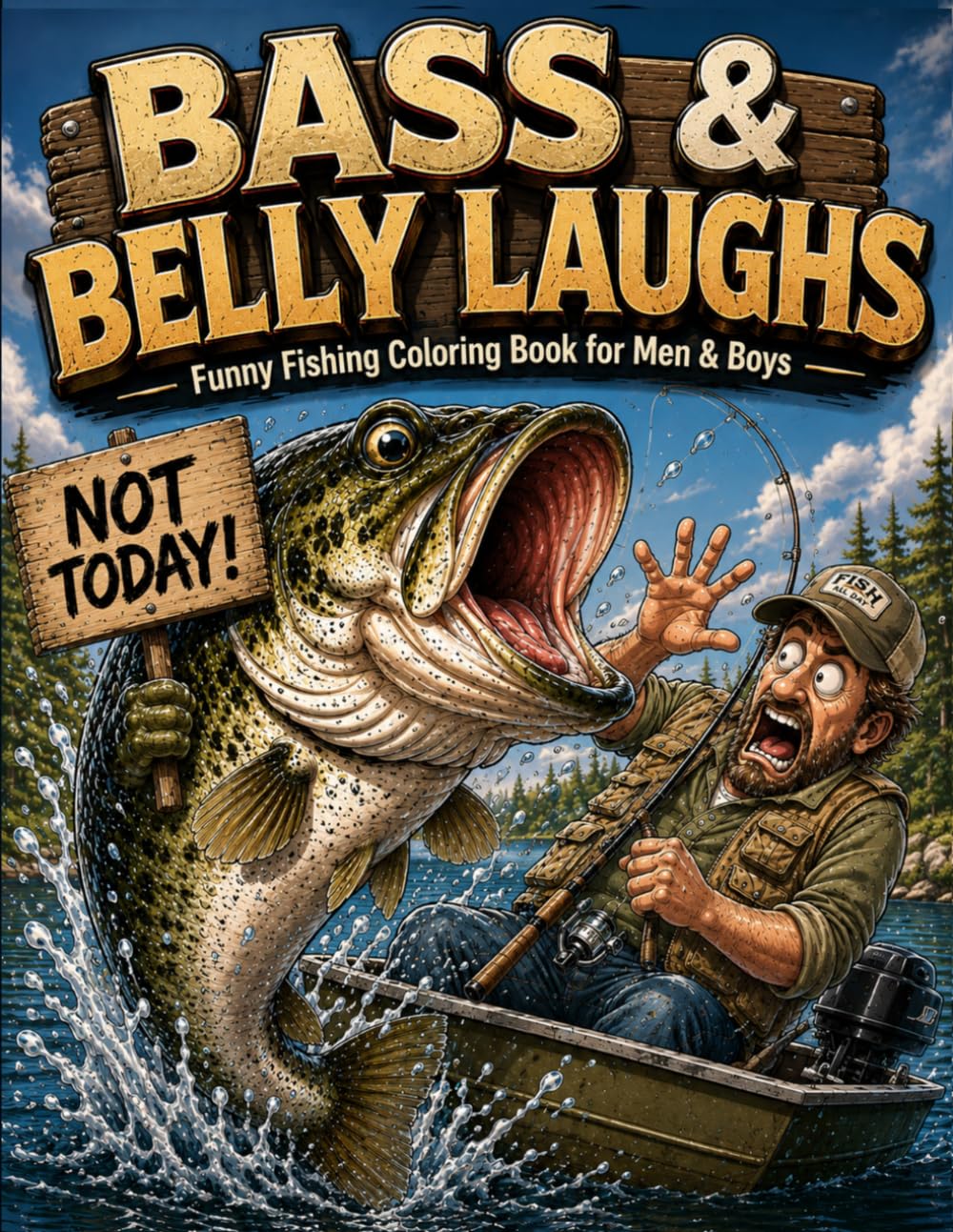 BASS & BELLY LAUGHS: Funny Fishing Coloring Book for Men & Boys Featuring Goofy Largemouth Bass, Fishing Mishaps, Clever Fish & Funny Anglers | 80 Illustrations baixar o livro de graça