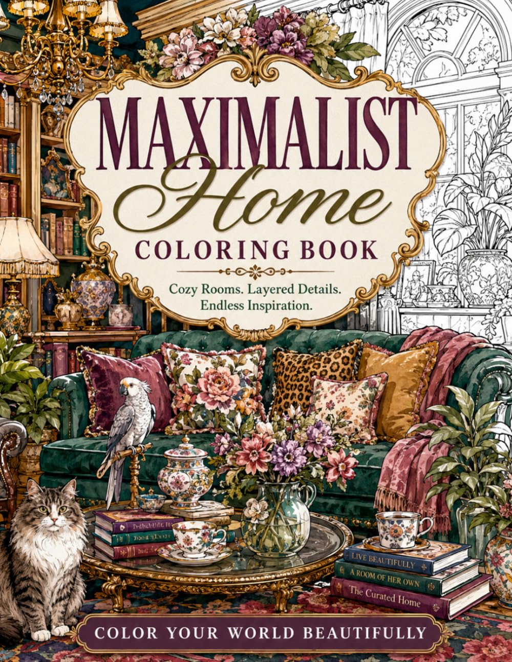 ler totalmente Maximalist Home Coloring Book: Cozy Rooms, Layered Details & Endless Inspiration (Adult Coloring books by Tera)