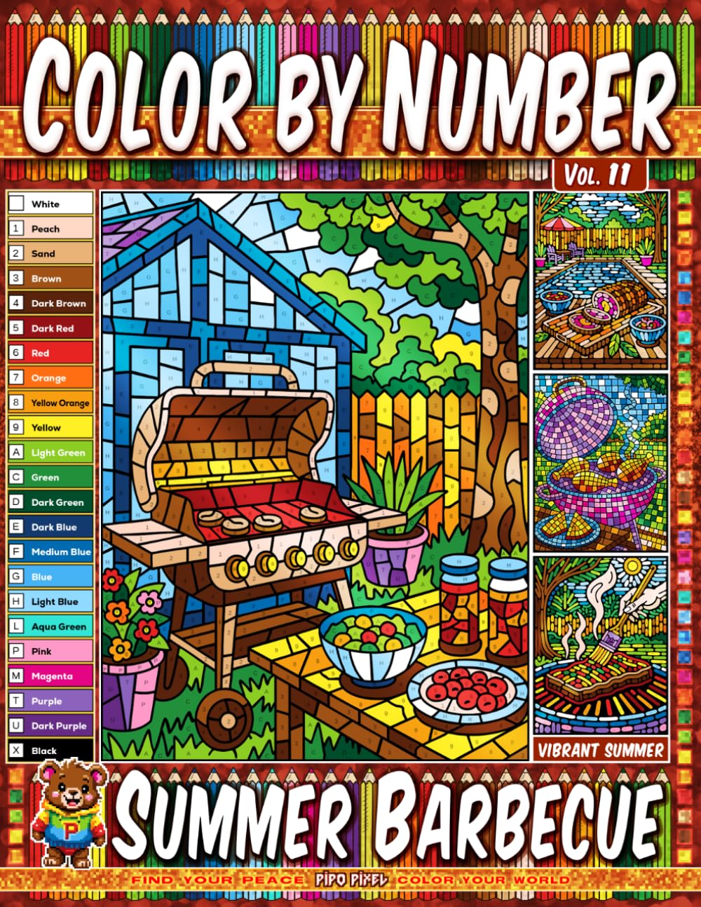 capítulo por capítulo baixar Color by Number Vol. 11 - Summer Barbecue: Vibrant Summer Edition - 20 Pages in Diverse Art Styles - Grilled Favorites And Backyard Cookout Fun