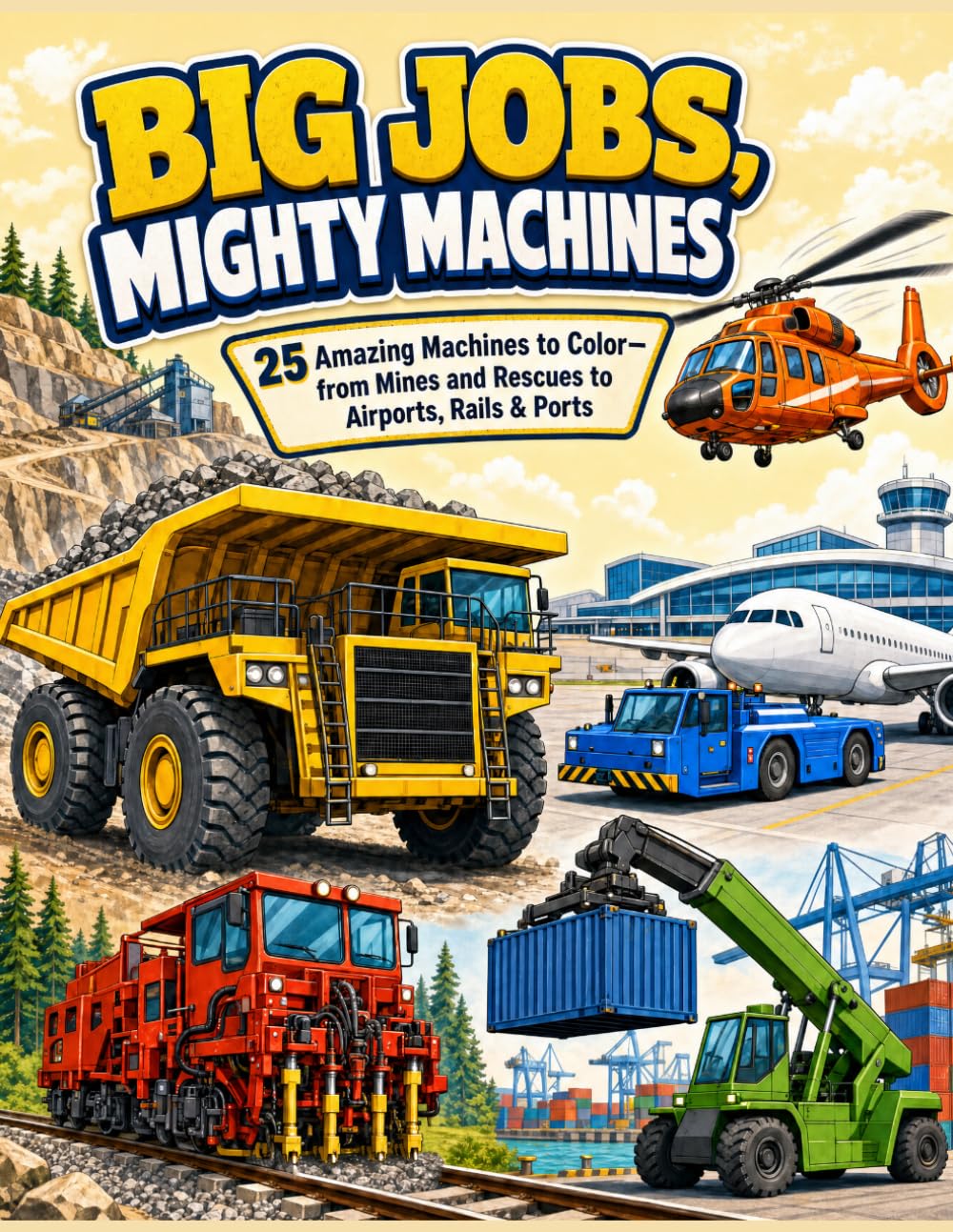 Big Jobs Mighty Machines colouring book baixar o livro de graça