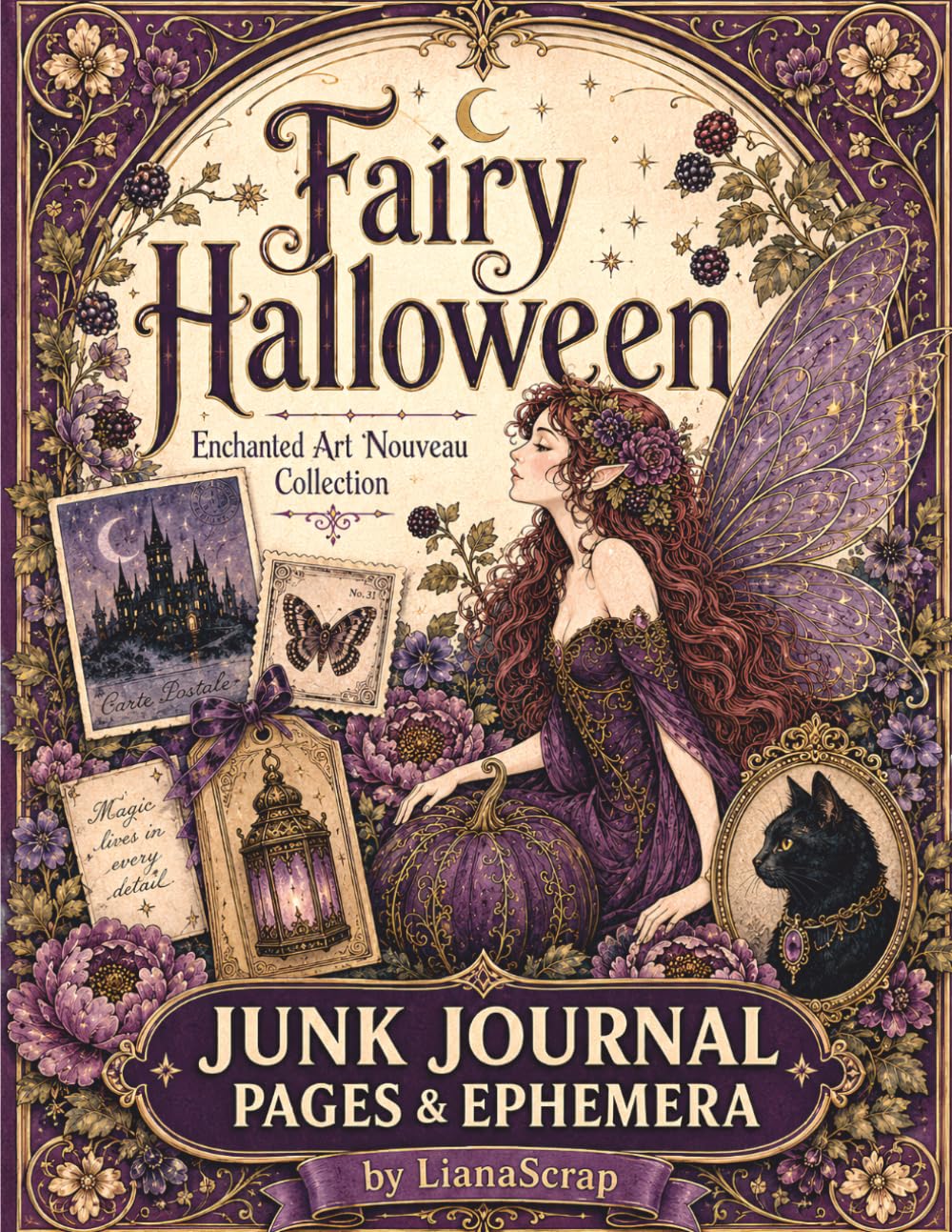 ler totalmente Fairy Halloween: Enchanted Art Nouveau Collection: Junk Journal Pages & Ephemera