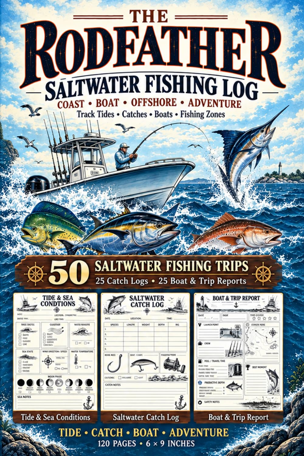 capítulo por capítulo baixar The RodFather Saltwater Fishing Log: A Complete Saltwater Fishing Log Book for Tracking Tides, Sea Conditions, Catches, Rigs, Boats, Fishing Zones and Offshore Trips