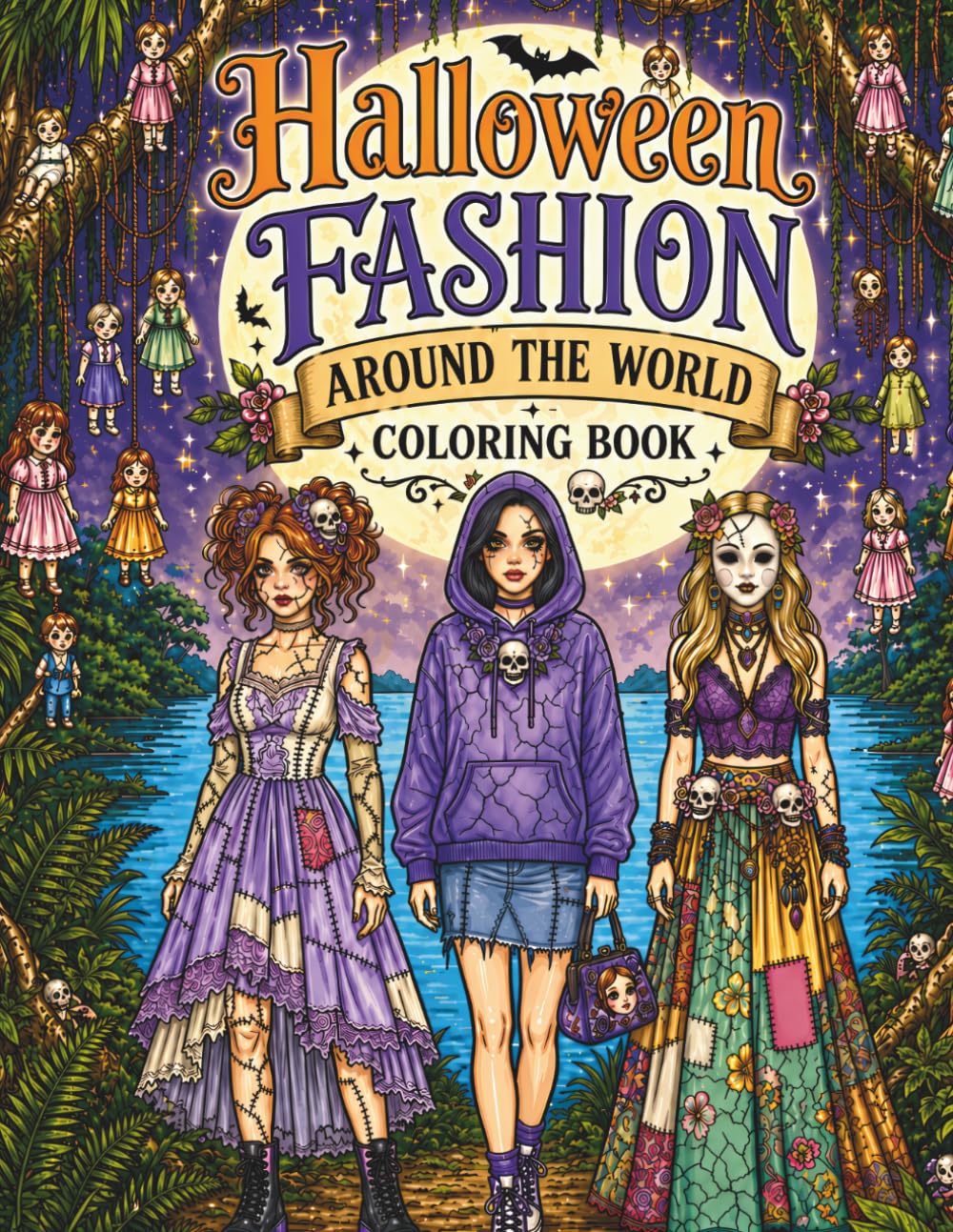 capítulo por capítulo baixar Halloween Fashion Around the World Coloring Book: Spooky-Chic Global Fashion Designs for Adults and Teens | Gothic Costumes, Scary Haunted Dolls,... Flowers & Runway Art (Chic Publishing House)