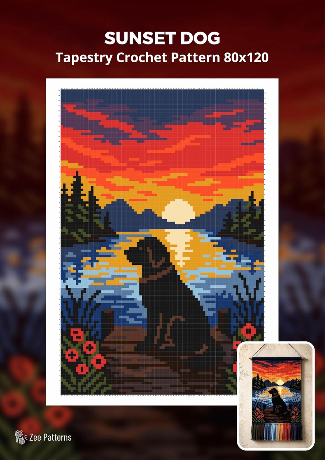 Sunset Dog Tapestry Crochet Pattern 80x120 Stitches: A Scenic Colorwork Design Featuring a Loyal Dog Beneath a Glowing Evening Sky (English Edition) baixar livro de graça