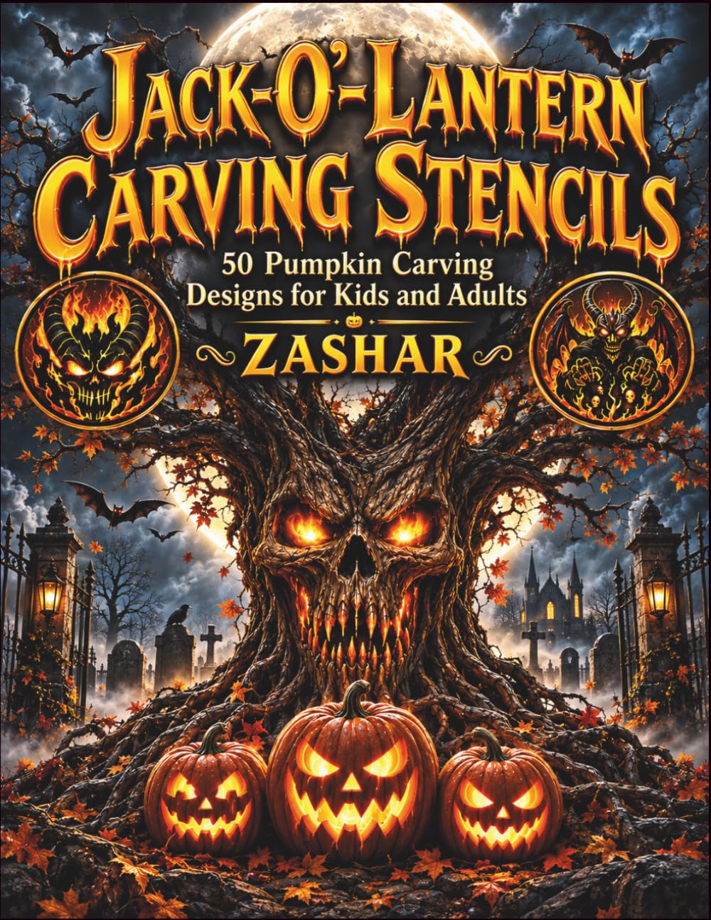 ler totalmente Jack-O’-Lantern Carving Stencils: 50 Pumpkin Carving Designs for Kids and Adults — Spooky, Humorous, Cute, and Creative Patterns for Beginners and Skilled Carvers