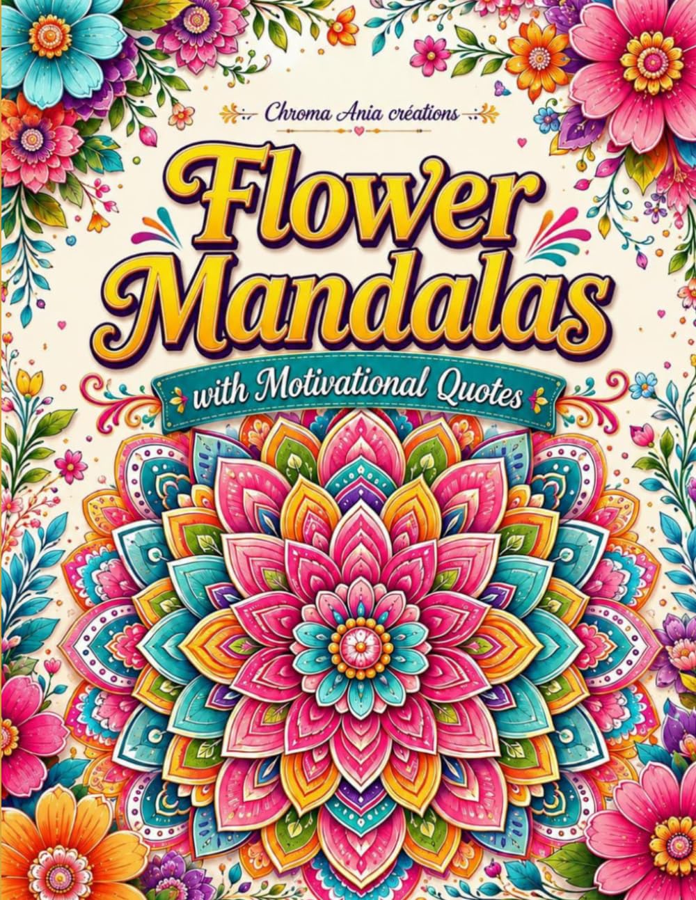 ler totalmente Flower Mandalas with Motivational Quotes: An Adult Coloring Book for Stress Relief, Mindfulness, and Relaxation with 50 Unique Symmetrical Floral Designs and Inspiring Affirmations