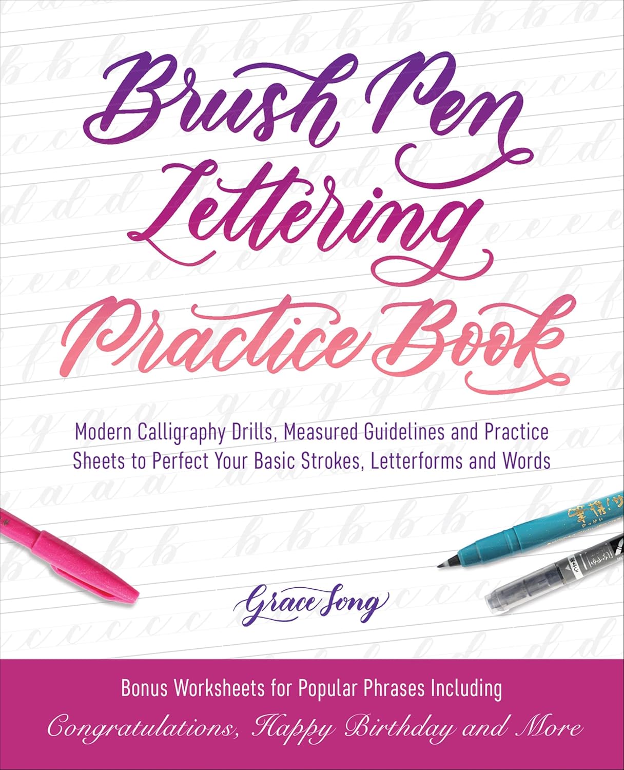 ler totalmente Brush Pen Lettering Practice Book: Modern Calligraphy Drills, Measured Guidelines and Practice Sheets to Perfect Your Basic Strokes, Letterforms and Words (English Edition)
