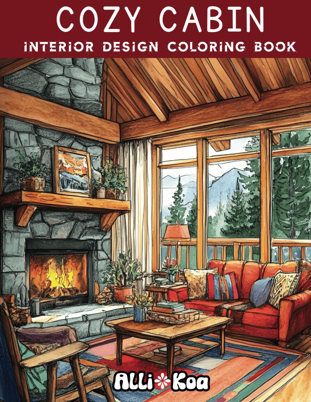 Cozy Cabin Interior Design Coloring Book: Relaxing and Creative Coloring for Interior Design Lovers | 35 Rustic Cabin-Inspired Rooms | Perfect for Color Rendering Practice and Stress Relief baixar o livro de graça