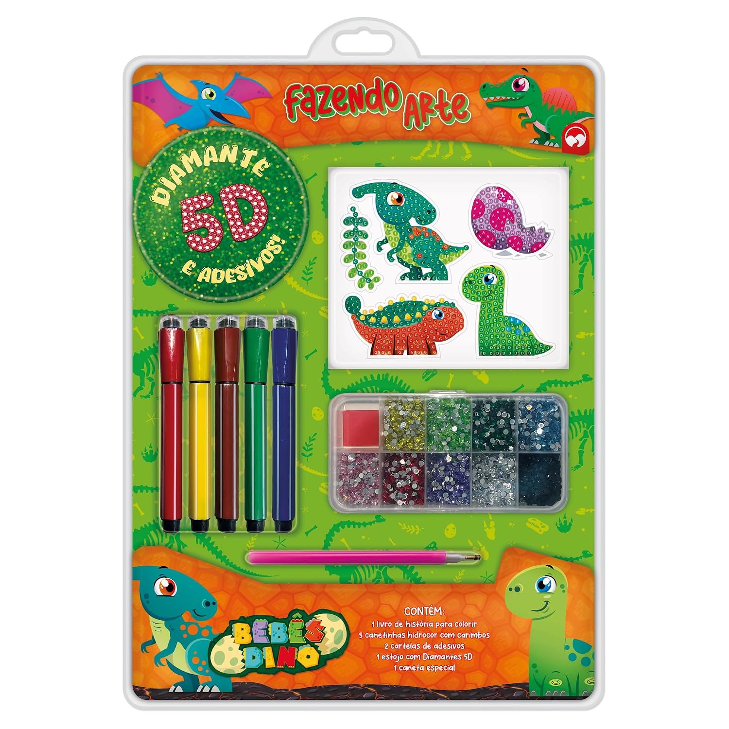Fazendo Arte Diamante 5D - Bebês Dino: Livro de Colorir com Canetinhas, Adesivos e Diamantes 5D baixar o livro de graça