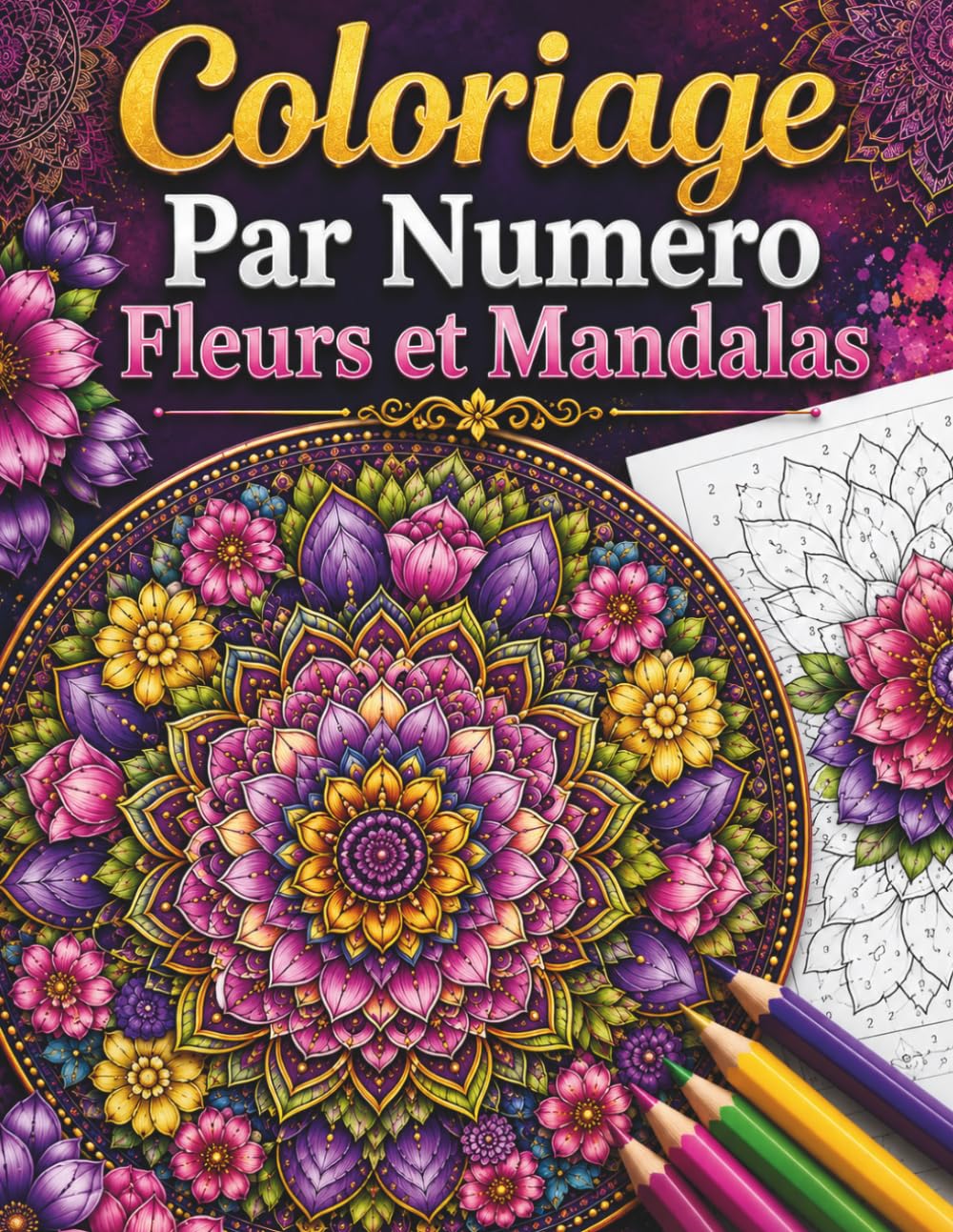 Coloriage Par Numero Fleurs et Mandalas: Livre de Coloriage Chiffre pour Adulte avec Motifs Floraux, Mandalas Anti Stress et Palette de Couleurs Facile (French Edition) baixar o livro de graça