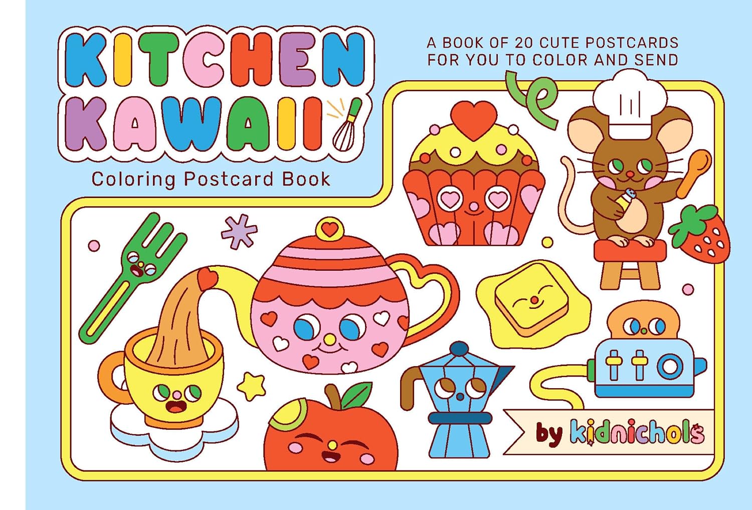 Kitchen Kawaii Coloring Postcard Book: 20 cute postcards for you to color and send baixar o livro de graça