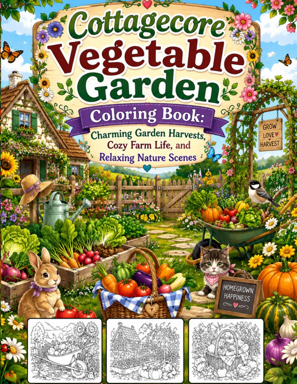 ler totalmente Cottagecore Vegetable Garden Coloring Book: Charming Garden Harvests, Cozy Farm Life, and Relaxing Nature Scenes