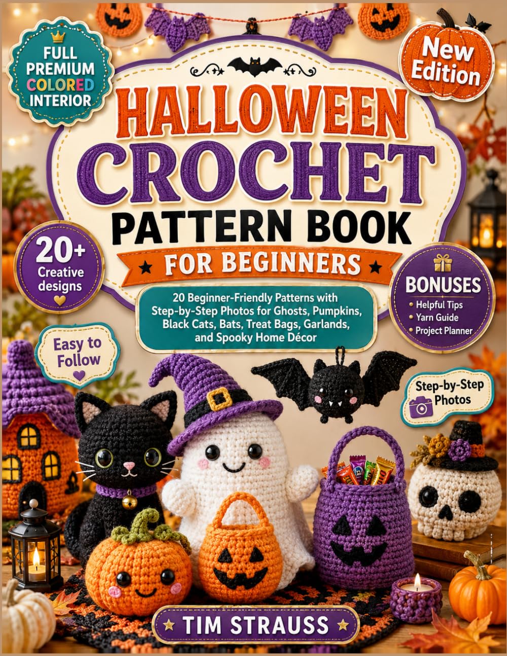 capítulo por capítulo baixar HALLOWEEN CROCHET PATTERN BOOK FOR BEGINNERS: 20 Beginner-Friendly Patterns with Step-by-Step Photos for Ghosts, Pumpkins, Black Cats, Bats, Treat Bags, Garlands, and Spooky Home Décor