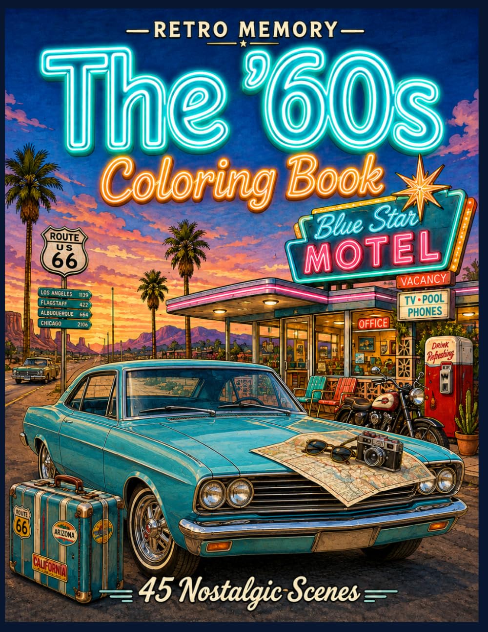 ler totalmente 1960s Coloring Book: 45 Nostalgic Scenes of Everyday American Life (Retro Memory)