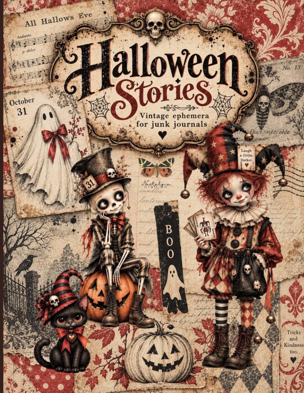 ler totalmente Halloween Stories Vintage Ephemera Book for Junk Journals: A Spooky Collection of over 250+ Creepy Cute Characters, Tags, Stamps,Elements, Quotes,... Card Making and Other Paper Crafts