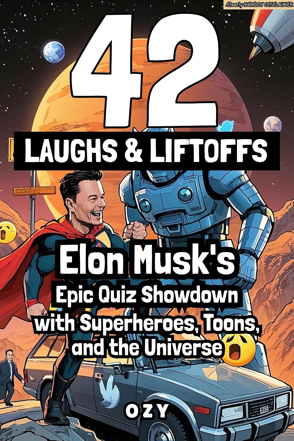 ler totalmente 42 LAUGHS & LIFTOFFS: Elon Musk's Epic Quiz Showdown: Elon Musk’s Absurd Showdowns with Superheroes, Toons & the Universe (English Edition)