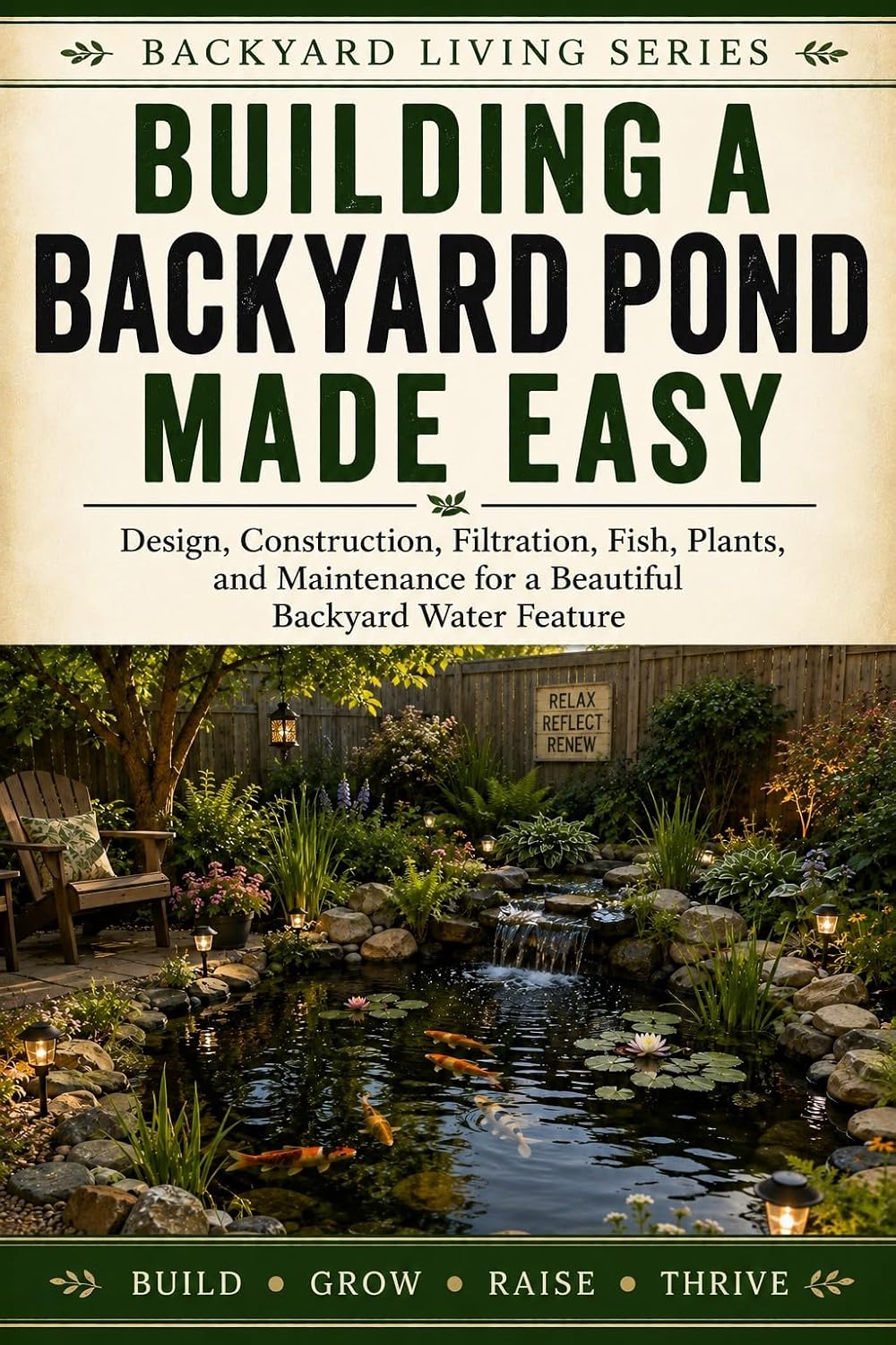 ler totalmente Building a Backyard Pond Made Easy: Design, Construction, Filtration, Fish, Plants, and Maintenance for a Beautiful Backyard Water Feature (Backyard Living) (English Edition)