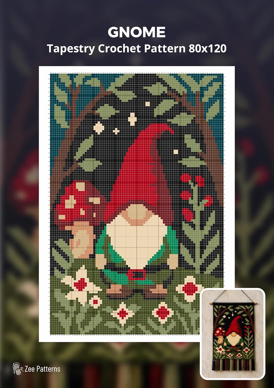 Gnome Tapestry Crochet Pattern 80x120 Stitches: A Whimsical Forest Scene with a Bearded Gnome, Mushroom and Garden Flowers for Handmade Home Decor (English Edition) baixar livro de graça