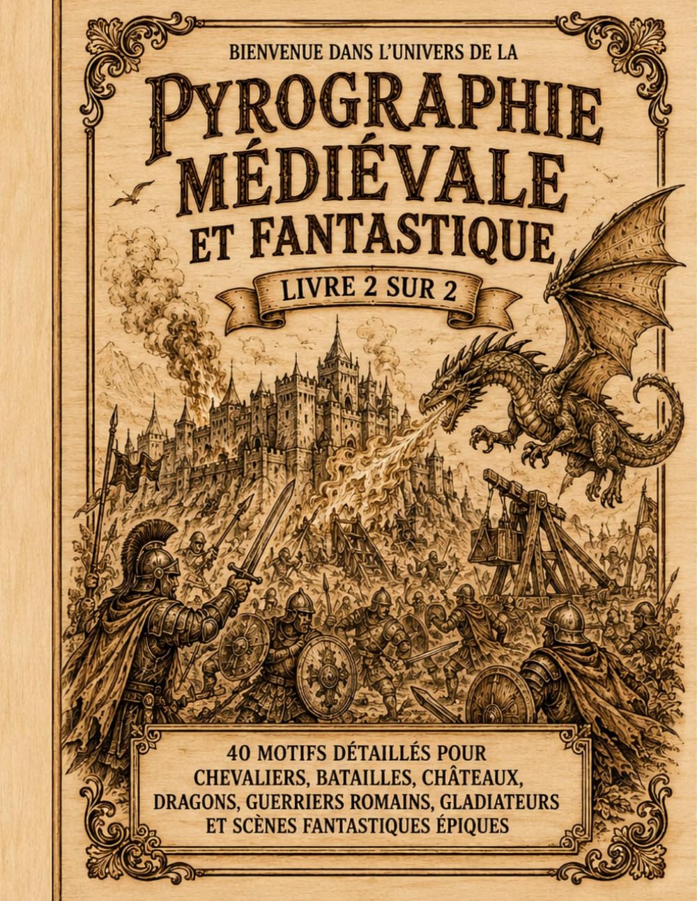 Pyrographie médiévale et fantastique – Livre 2 sur 2: Motifs à décalquer, transférer et graver sur bois | Chevaliers, batailles, châteaux, dragons,... scènes fantastiques épiques (French Edition) baixar livro de graça