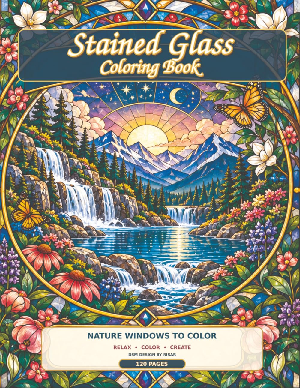 capítulo por capítulo baixar Stained Glass Coloring Book: Nature Window Designs with Color Guides for Relaxation Relaxing Landscapes, Secret Gardens, Waterfalls, Mountains and Magical Scenery for Adults and Teens