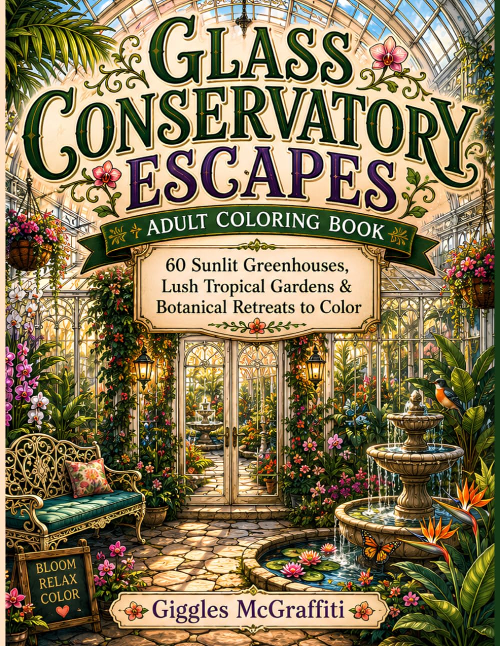 Glass Conservatory Escapes Adult Coloring Book: 60 Sunlit Greenhouses, Lush Tropical Gardens & Botanical Retreats to Color baixar o livro de graça