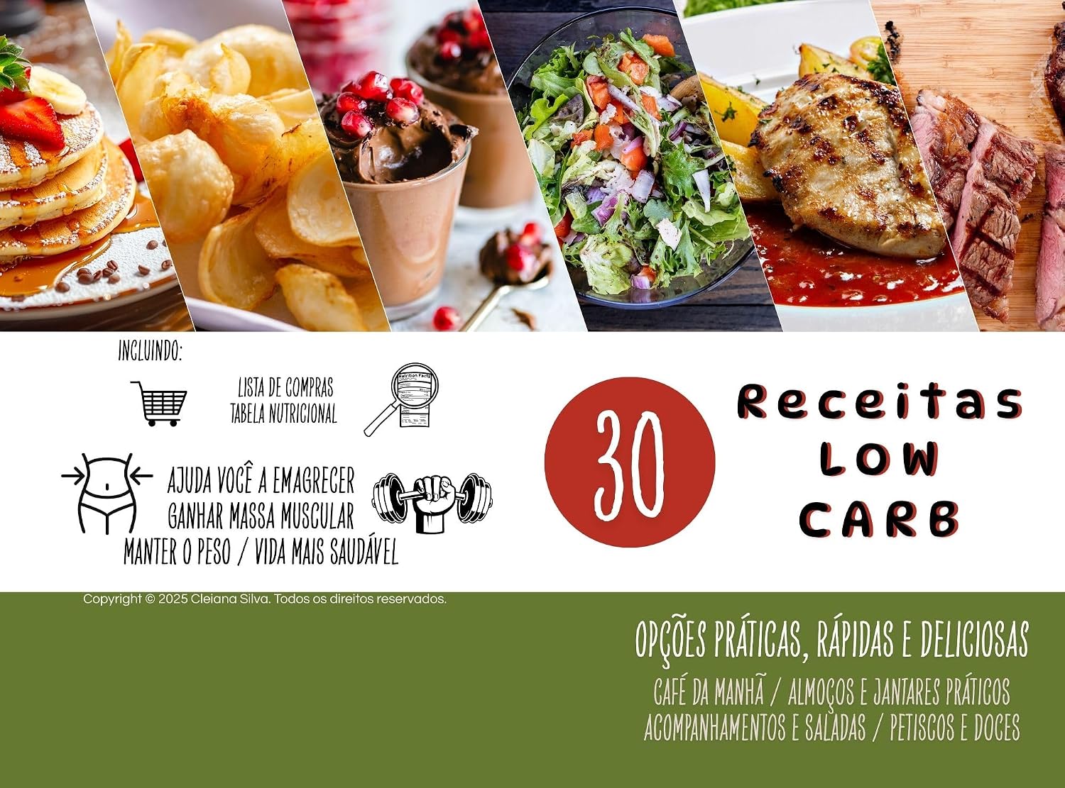 ler totalmente Receitas LOW CARB: 30 opções fáceis e rápidas para o dia a dia: Inclui lista de compras, custo médio por receita e rendimento por porção, alimentação saudável e prática para todas as refeições