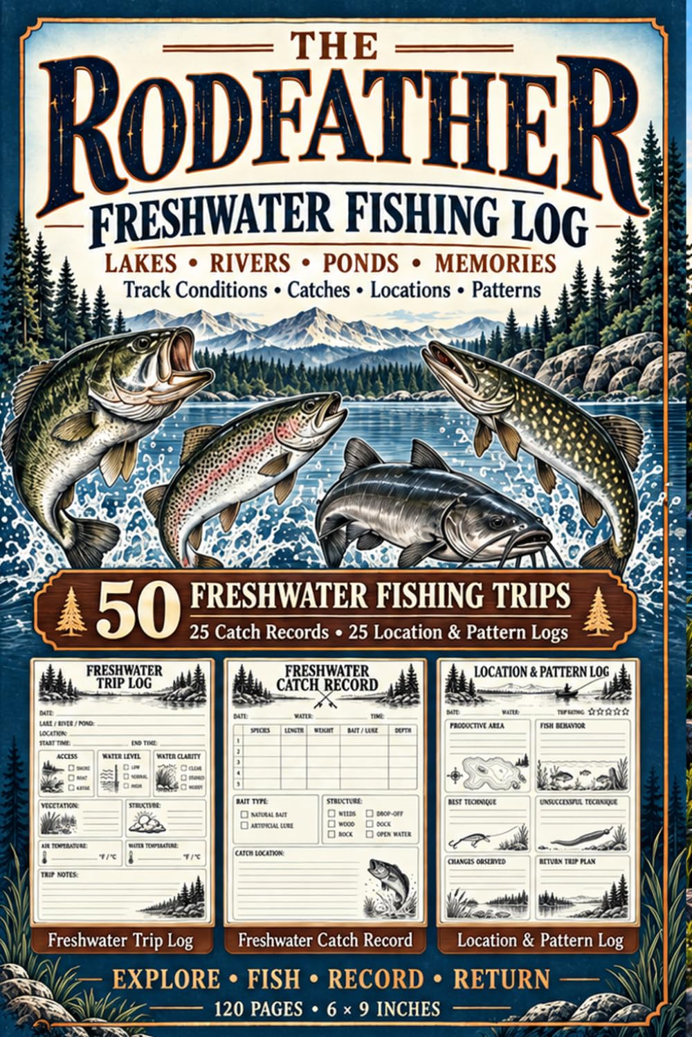 The RodFather Freshwater Fishing Log: A Complete Freshwater Fishing Log Book for Tracking Trips, Catches, Water Conditions, Bait, Lures, Locations, Techniques and Fishing Patterns baixar o livro de graça