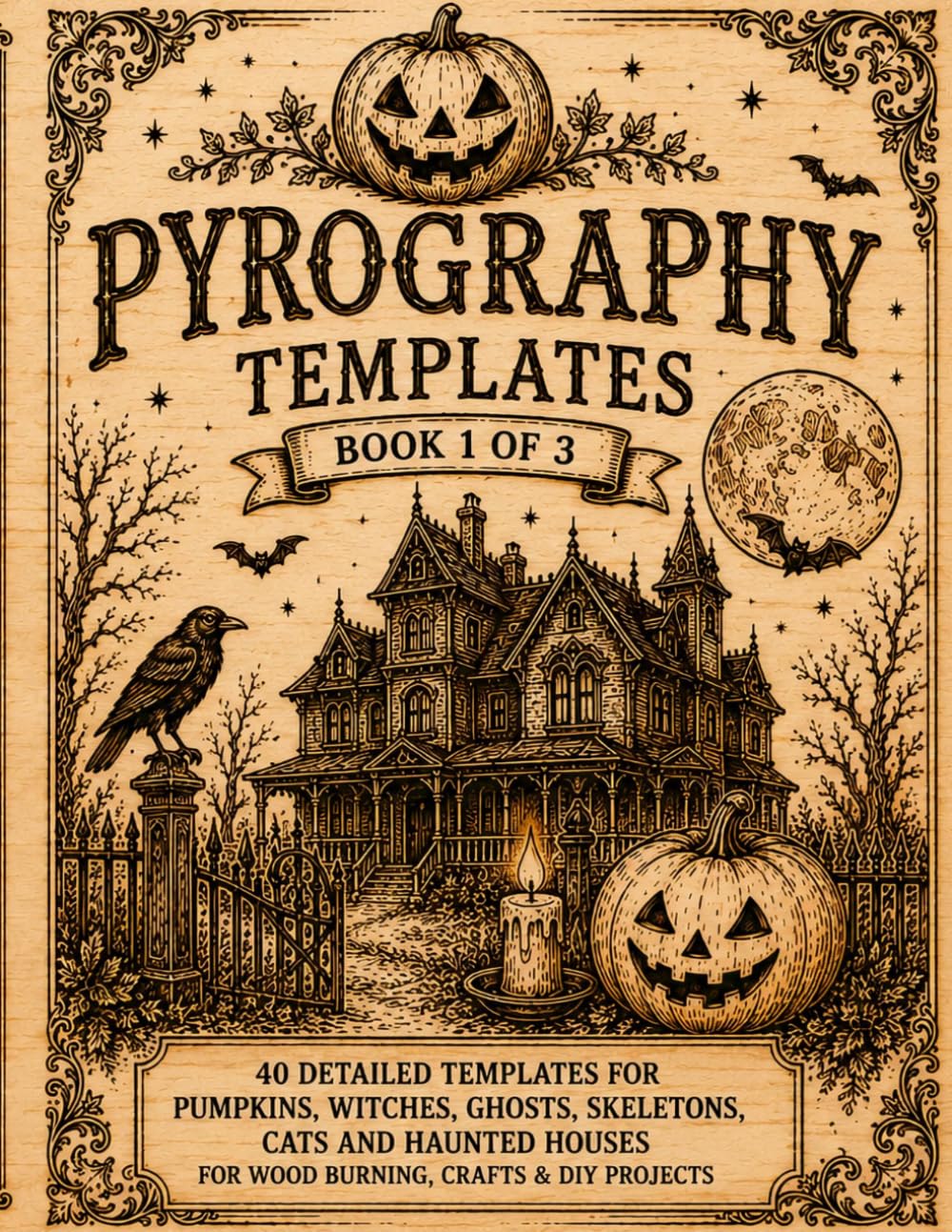 capítulo por capítulo baixar Pyrography Templates Halloween: Book 1 of 3 Tracing Templates for Pyrography and Wood Burning Halloween Patterns Featuring Pumpkins, Witches, Ghosts, Skeletons, Black Cats and Haunted Houses