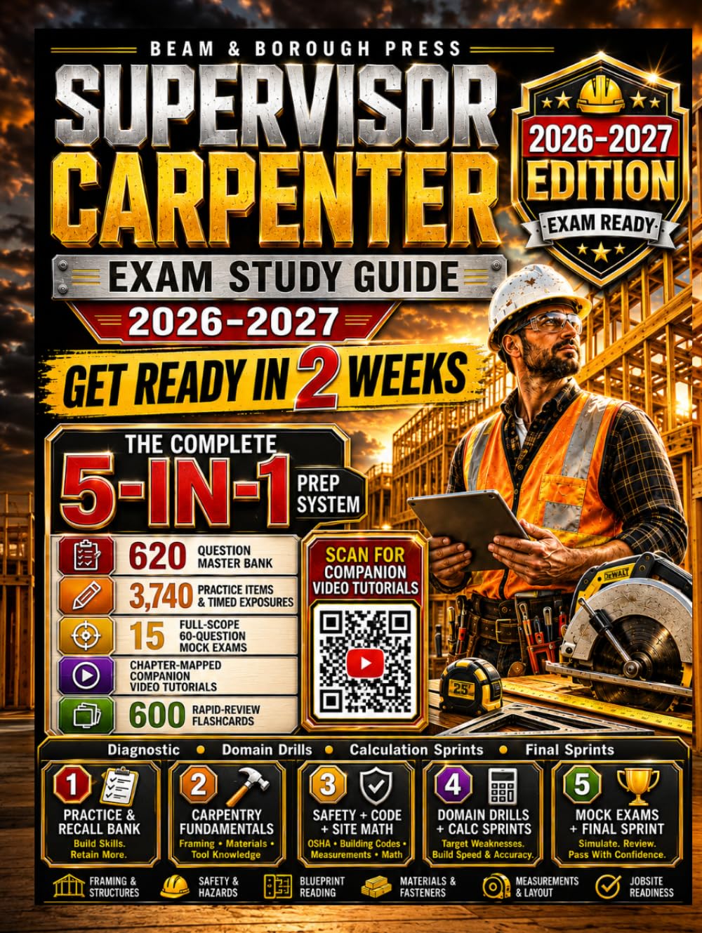 Supervisor Carpenter Exam Study Guide 2026-2027: Get Ready in 2 Weeks | 5-in-1 NYC DCAS Prep: 3,740 Practice Items, 15 Full-Scope Mocks, 600 Flashcards & 20 Video Tutorials baixar o livro de graça