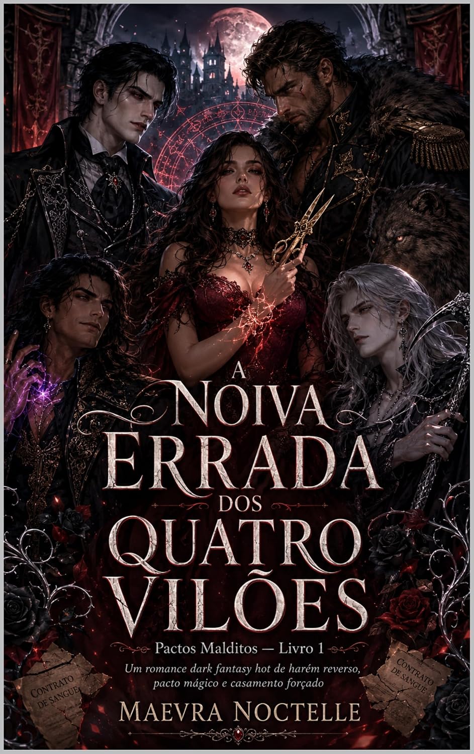 ler totalmente A Noiva Errada dos Quatro Vilões: Um romance dark fantasy de harém reverso, pacto mágico e casamento forçado