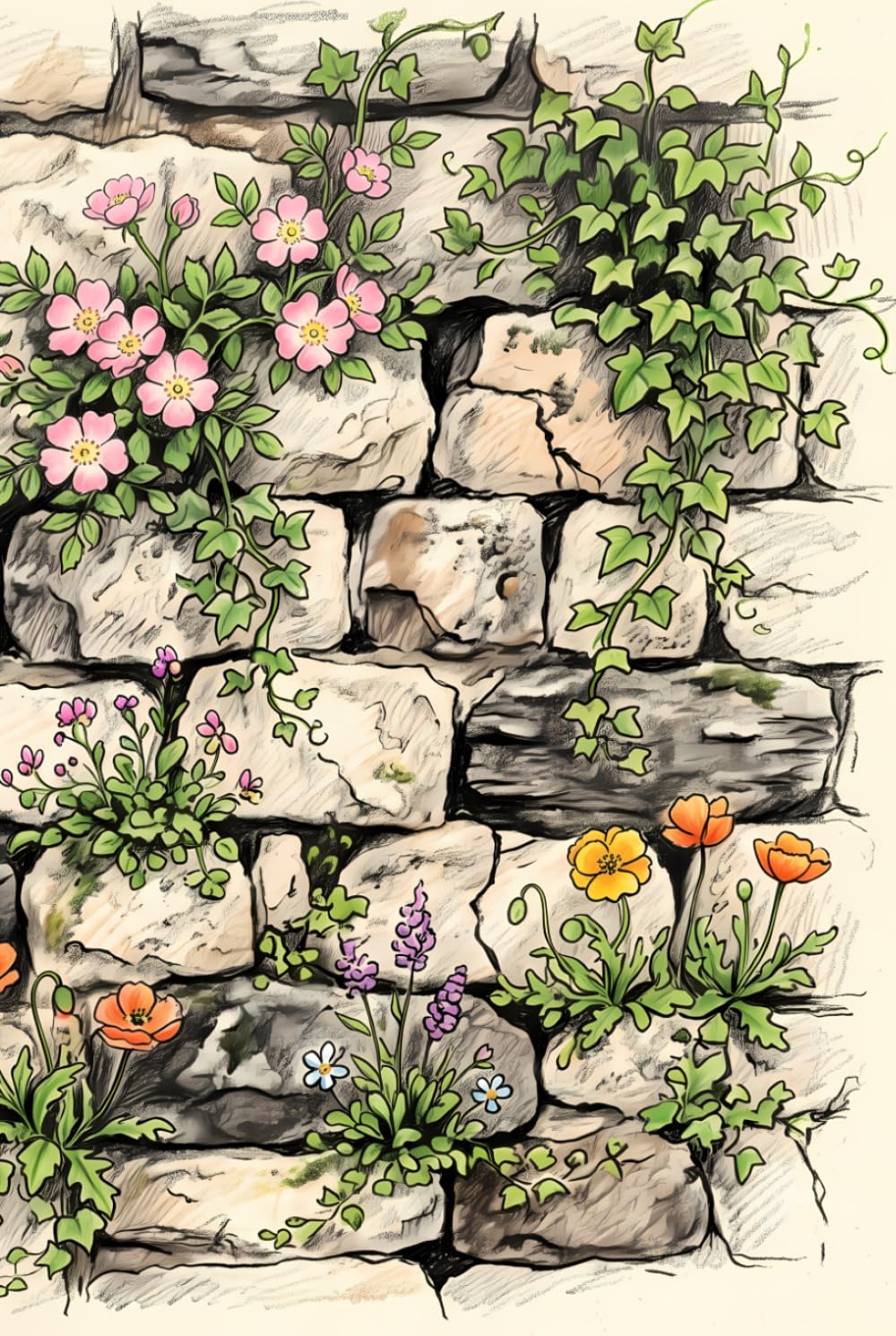 Secret Garden Stone Wall Floral Vintage Journal: a LINED notebook for self-expression baixar o livro de graça