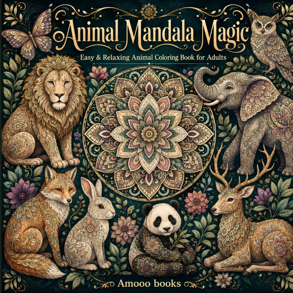 Animal Mandala Magic: Easy & Relaxing Animal Coloring Book for Adults baixar o livro de graça