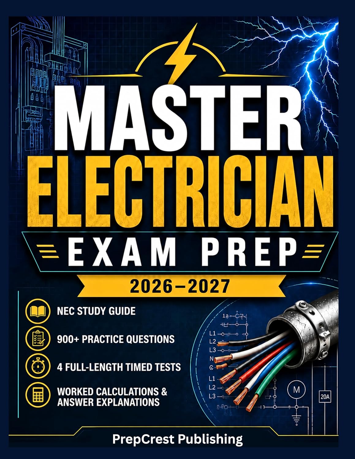 Master Electrician Exam Prep 2026–2027: NEC Study Guide with 900+ Practice Questions, 4 Full-Length Timed Tests, Worked Calculations, and Answer Explanations (English Edition) baixar o livro de graça