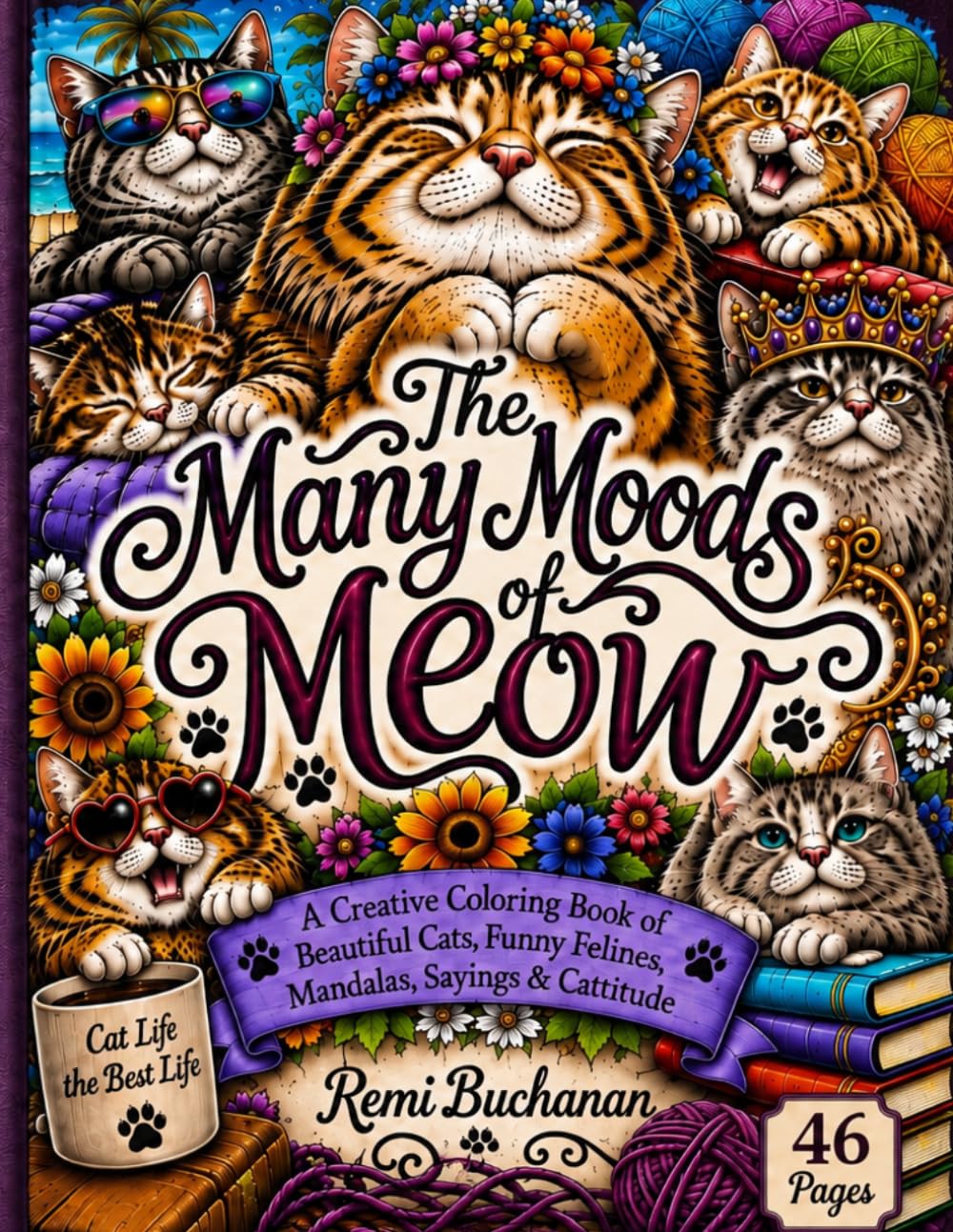 The Many Moods of Meow: A Creative Coloring Book of Beautiful Cats, Funny Felines, Mandalas, Sayings, and Cattitude baixar livro de graça
