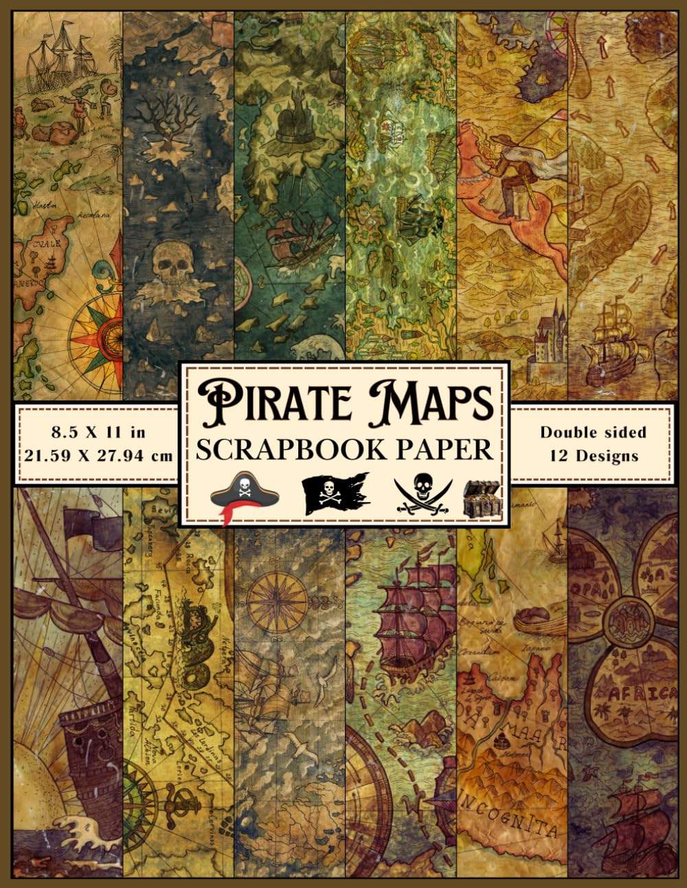 Vintage Pirate Maps Scrapbook Paper: Collection of antique pirate themed world maps craft paper sheets for scrapbooking, junk Journals, card making, collage, decoupage, and DIY projects baixar livro de graça
