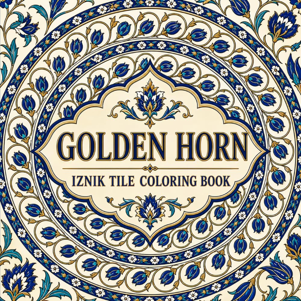 Golden Horn Iznik Tile Coloring Book: Coiled Bud Tips on Close-Wound Spiral Bands in 40 Bordered Halic Ware Tile Panels baixar livro de graça