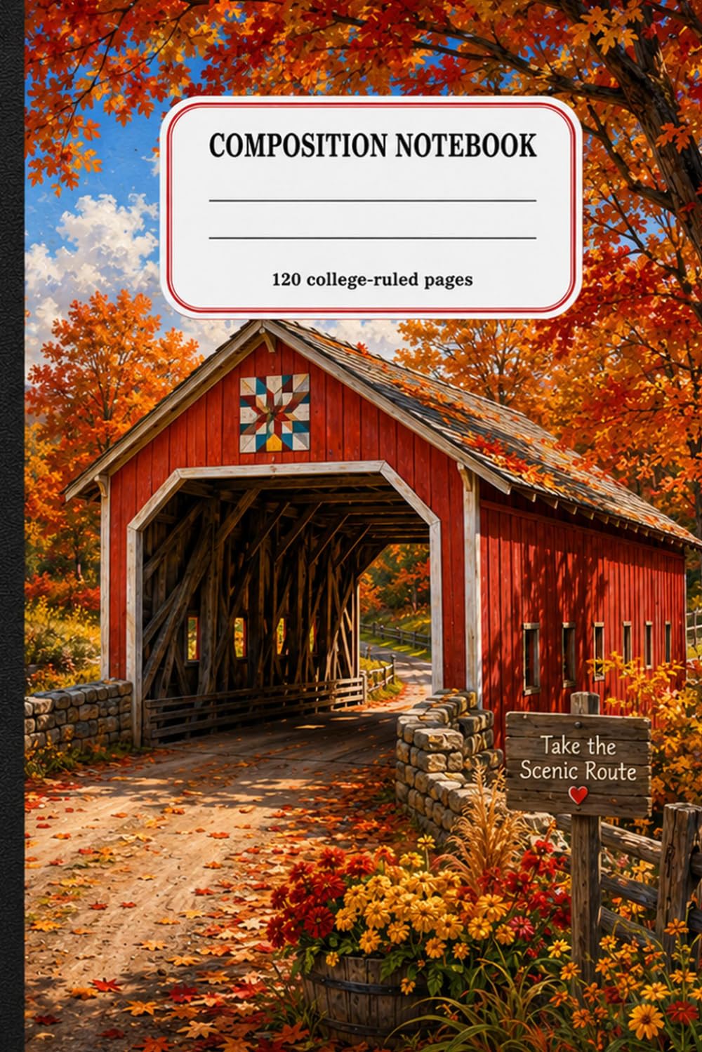 ler totalmente COVERED BRIDGE IN AUTUMN COMPOSITION NOTEBOOK: A College Ruled Lined Notebook for Autumn, Covered Bridge, and Scenic Country Road Lovers