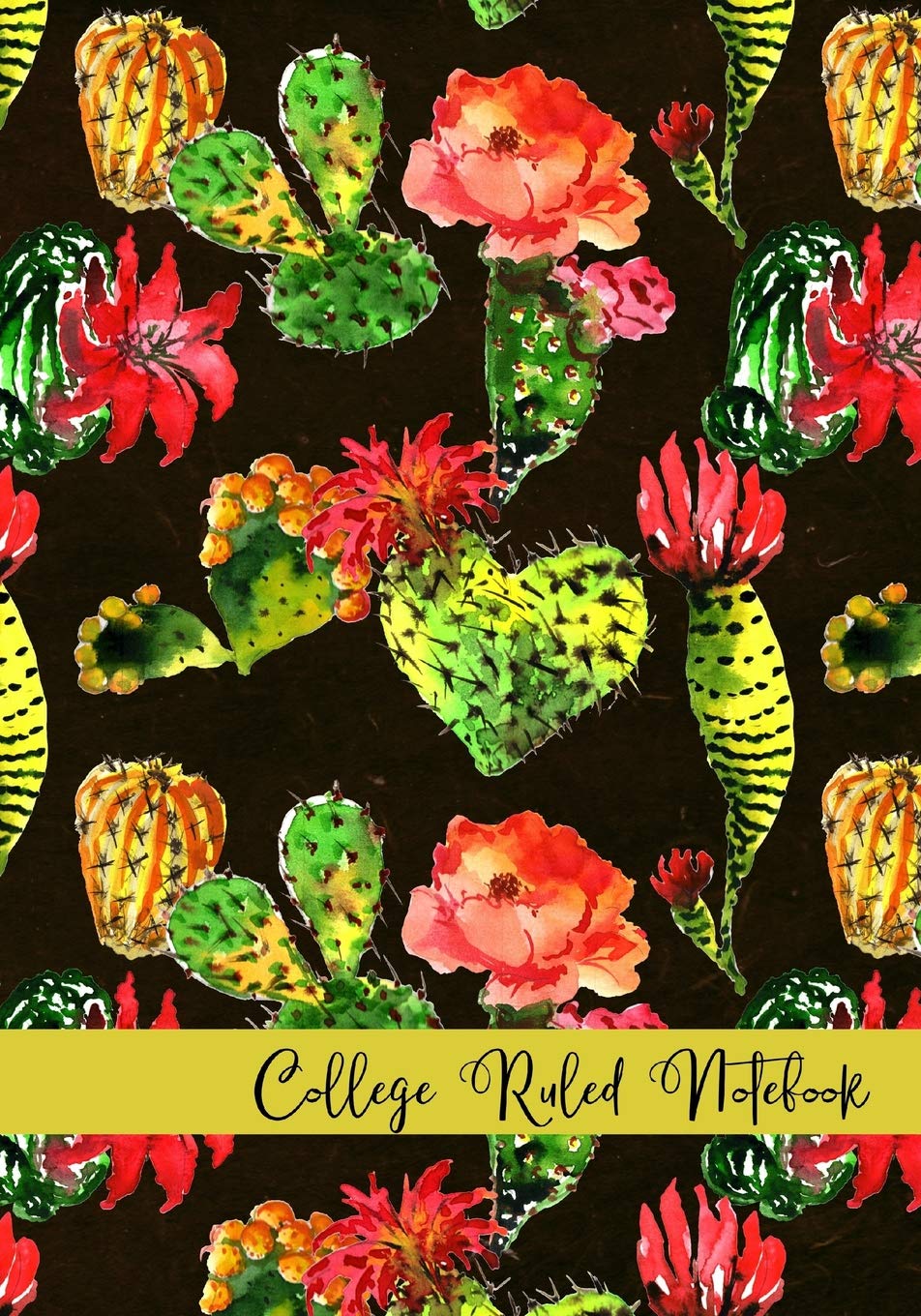 College Ruled Notebook: Cactus Blossom Black Cover baixar o livro de graça