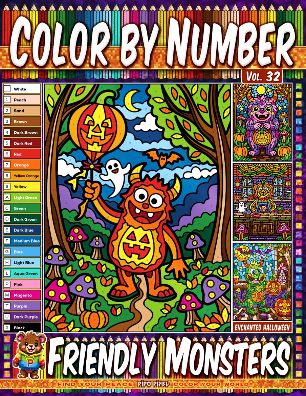 Color by Number Vol. 32 - Friendly Monsters: Enchanted Halloween Edition - 20 Pages in Diverse Art Styles - A Whimsical World Of Friendly Monsters And Mischief (Premium Print: Diverse Art Styles) baixar livro de graça